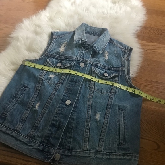 GAP distressed denim jean jacket vest size‎ S - Picture 5 of 6